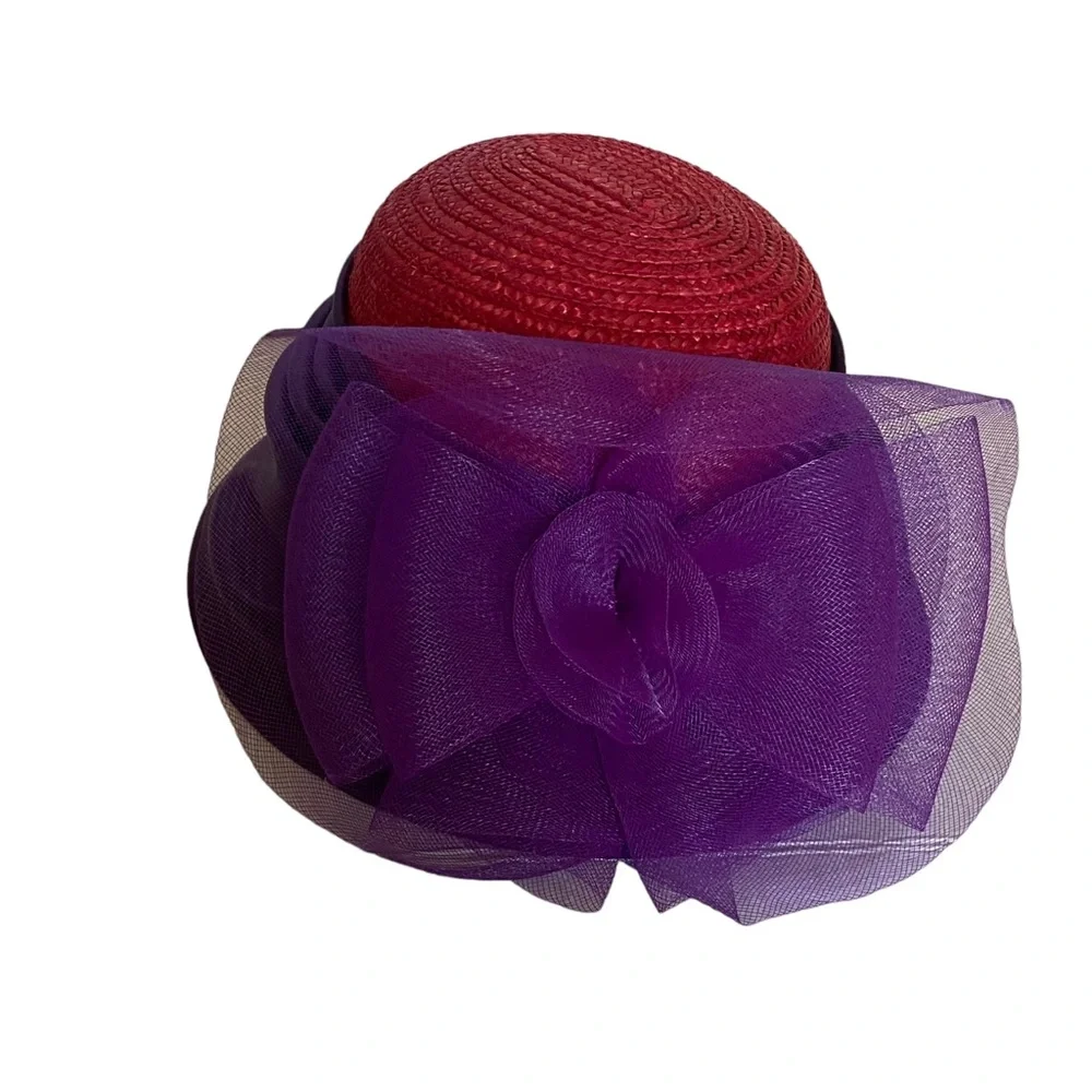 Women derby/church straw satin bow hat - Picture 9 of 12